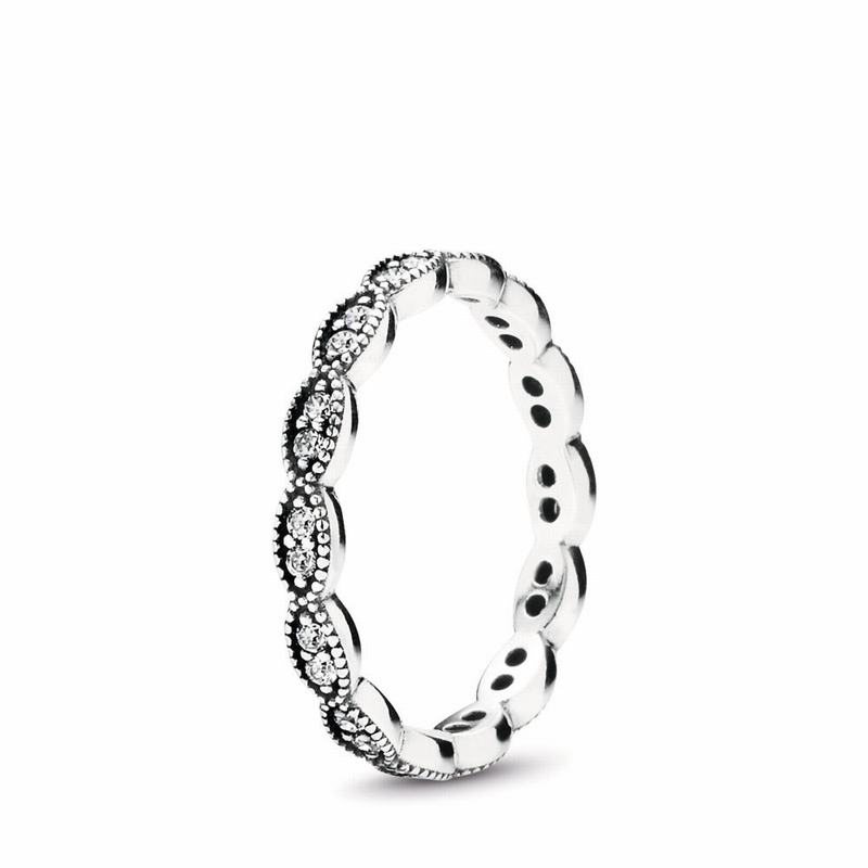 Pandora Sparkling Leaves Stackable Ring Silver Egypt ZJ3620754